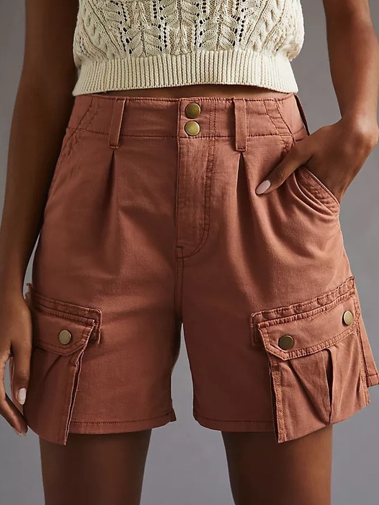 Pilcro Pants - Anthropologie Pilcro High-Rise Cargo Bermuda Cargo Shorts in Rust - Size 29